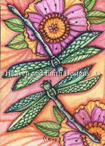 Diamond Painting Canvas - QS Dragonflies Two - Click Image to Close